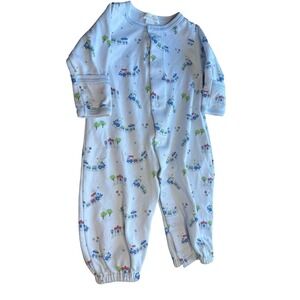 Kissy Kissy Preemie train Print Sleeper Romper blue trains Newborn One piece